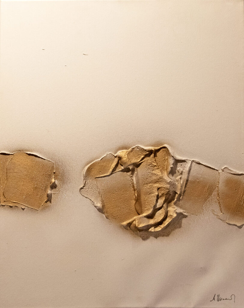 Affrontement (50×40 cm) — peinture abstraite de Nadine Bernard, technique de relief