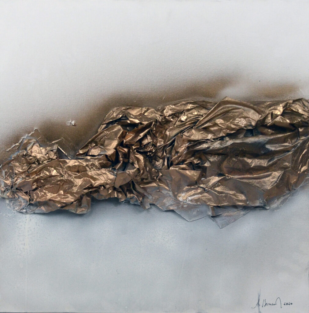 Crispy (50×50 cm) — peinture abstraite de Nadine Bernard, technique de relief