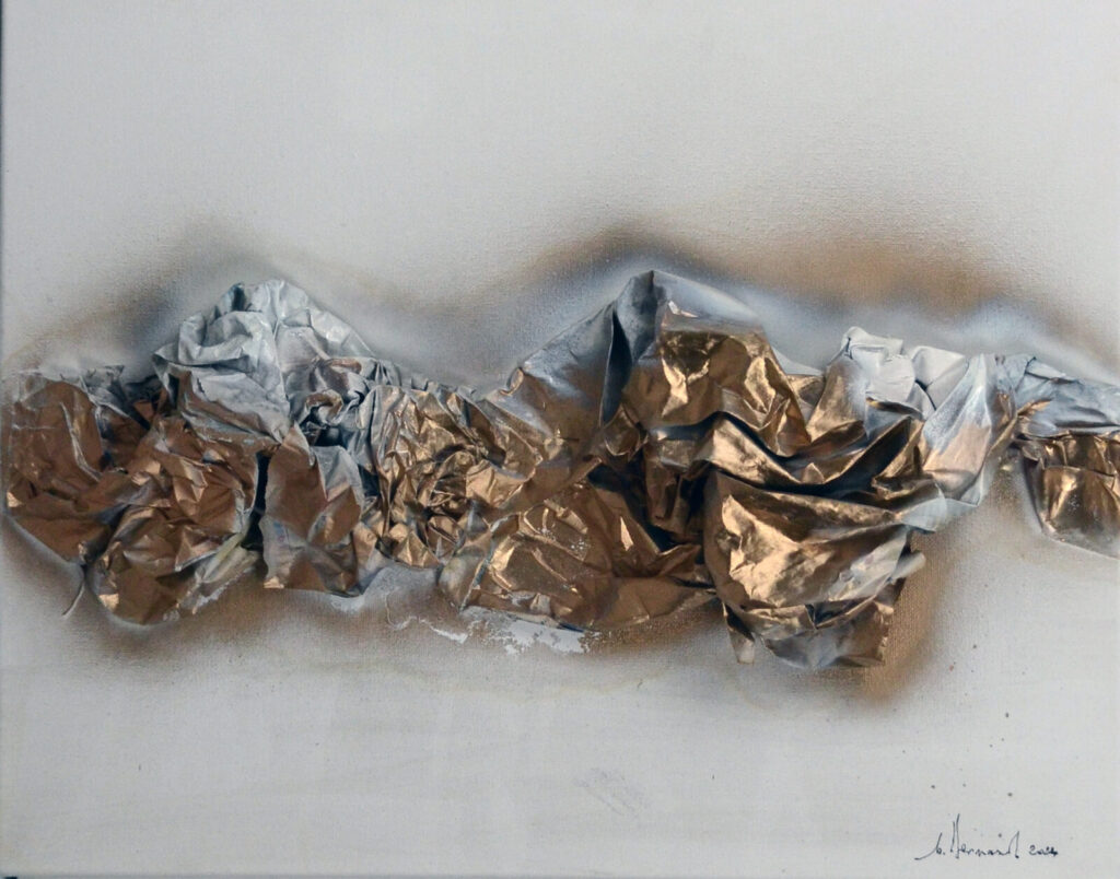 Dualité (50×40 cm) — peinture abstraite de Nadine Bernard, technique de relief