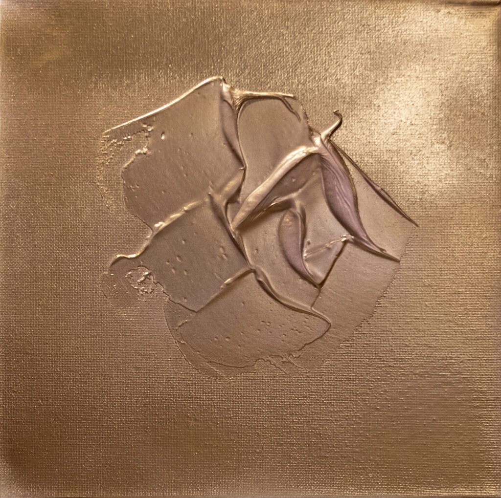 Figé dans le futur (29×29 cm) — peinture abstraite de Nadine Bernard, technique de relief