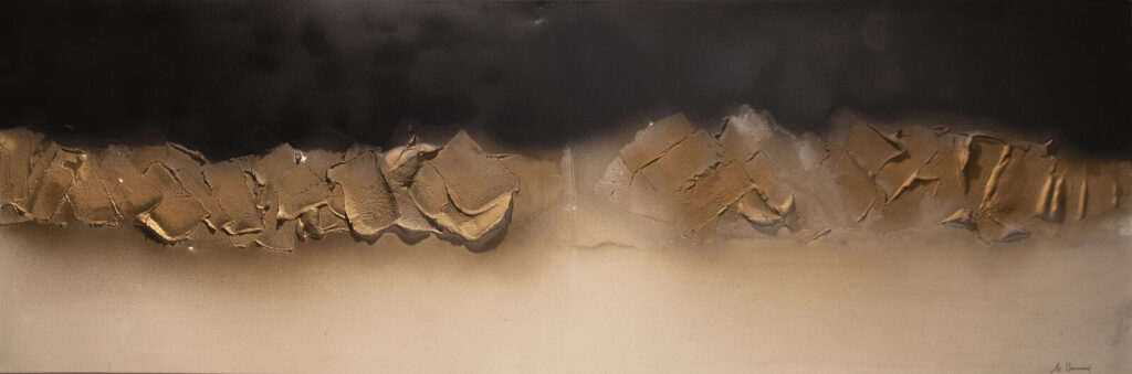 La beauté du chaos (40×120 cm) — peinture abstraite de Nadine Bernard, technique de relief