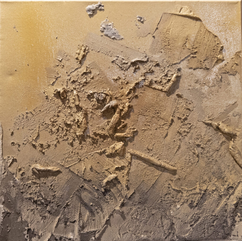 Magma prometteur (29×29 cm) — peinture abstraite de Nadine Bernard, technique de relief
