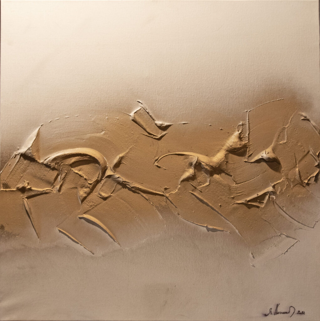 Nous nous soulèverons (50×50 cm) — peinture abstraite de Nadine Bernard, technique de relief