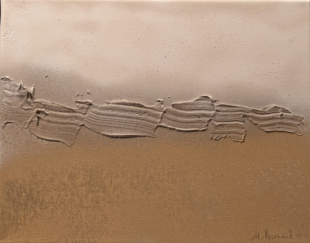 Nouvel Horizon (24×30 cm) — peinture abstraite de Nadine Bernard, technique de relief